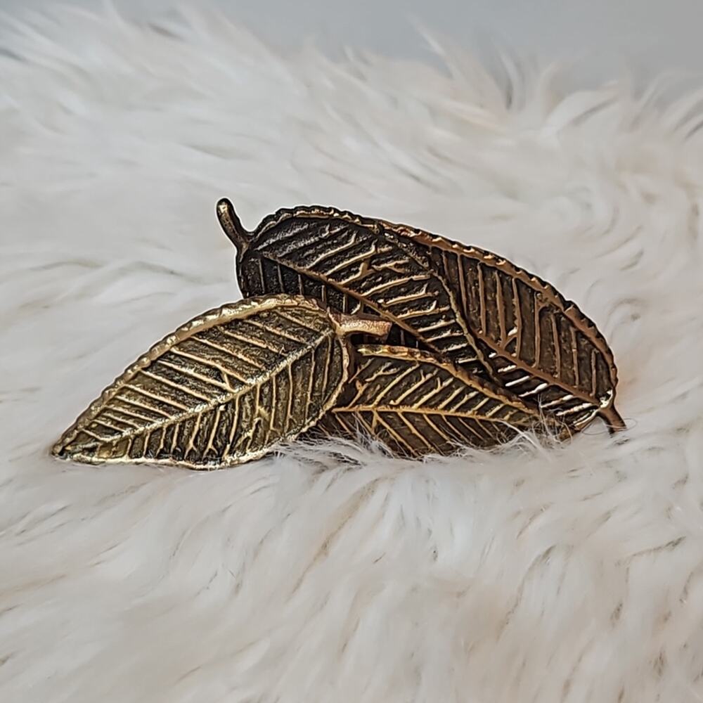 Bronze Metal Leaf Napkin Ring Set of 4
